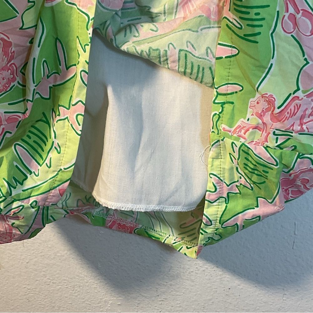 LILLY PULITZER LADIES DRESS 6 pink green vintage monkey shift forest leaves - Picture 4 of 9